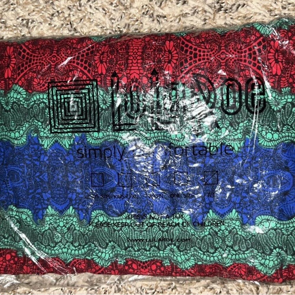 LuLaRoe Red Green Blue Lace Scarf